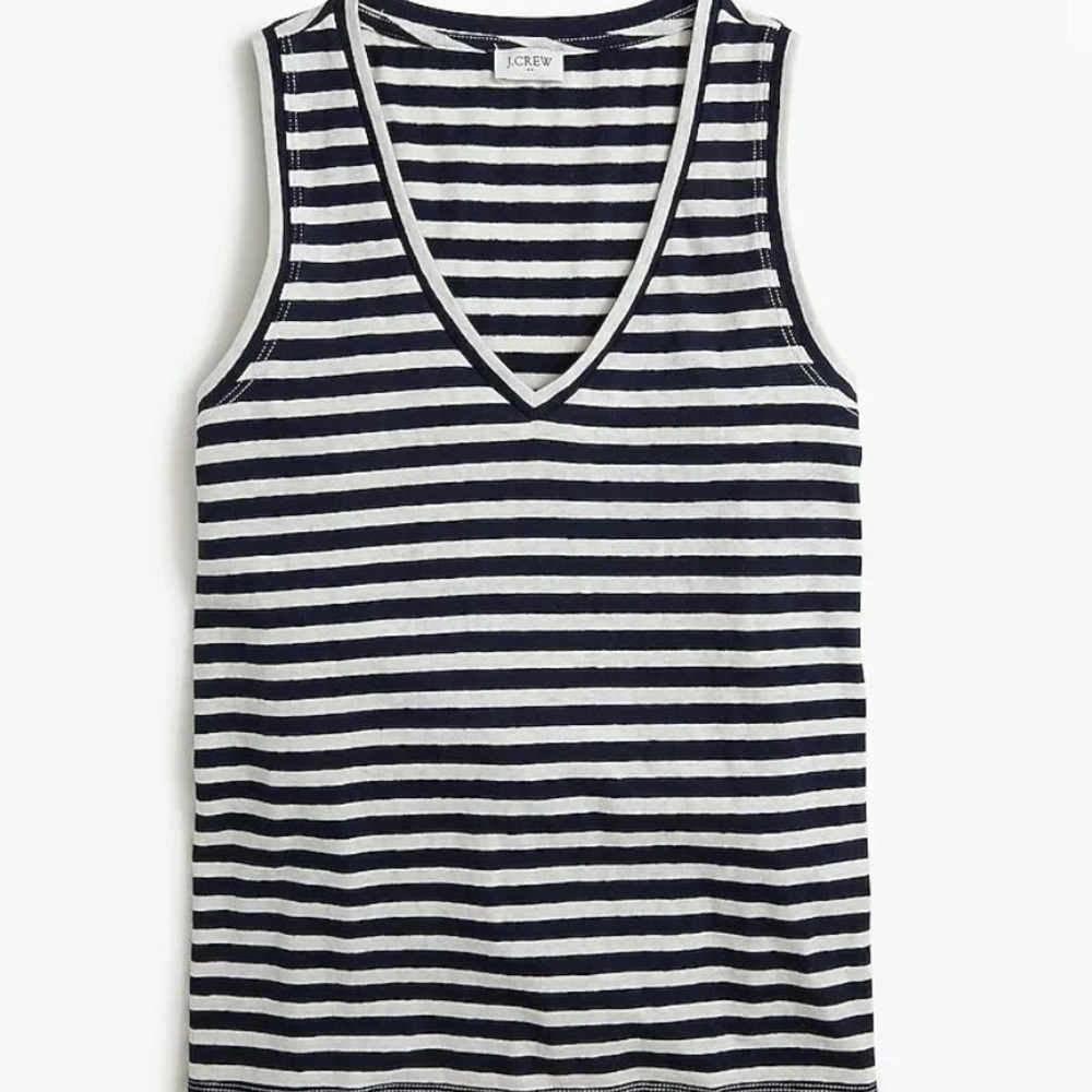 J Crew Striped Cotton Tank Top Blue,White NWT XS-M